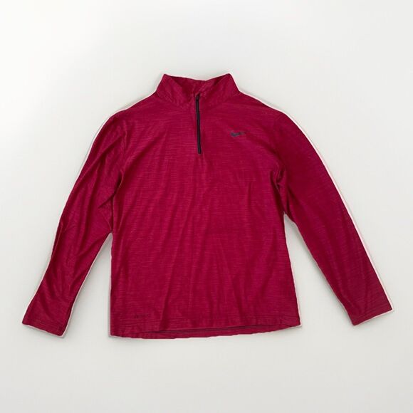 Nike Dri-FIT 1/4 Zip Long Sleeve Shirt Red‎ Mens M Running Training Top Gym Walk - Picture 1 of 7